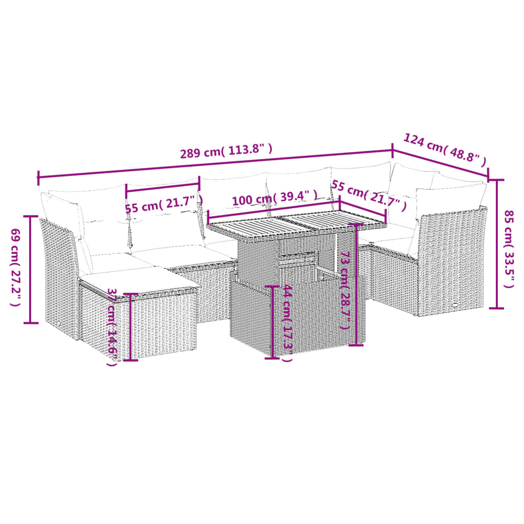 8-delige Loungeset met kussens poly rattan grijs is nu te koop bij PeponiXL, paradijselijk wonen!