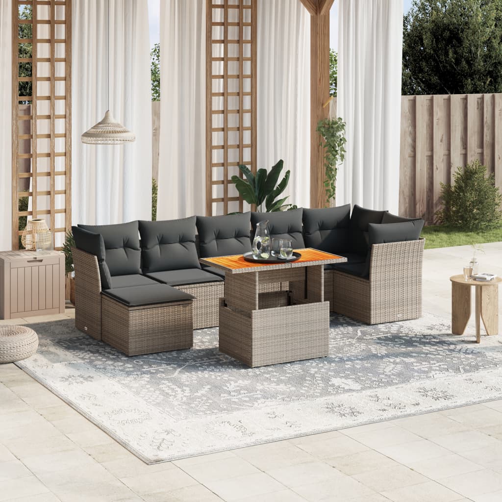 8-delige Loungeset met kussens poly rattan grijs is nu te koop bij PeponiXL, paradijselijk wonen!