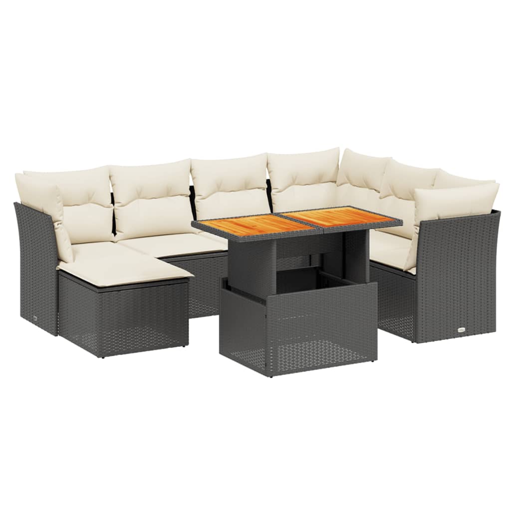 8-delige Loungeset met kussens poly rattan zwart is nu te koop bij PeponiXL, paradijselijk wonen!