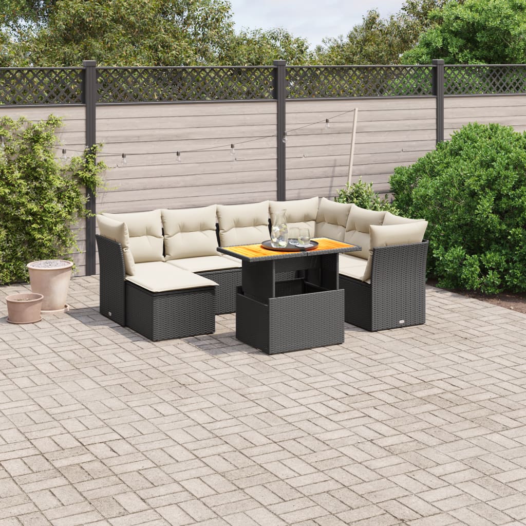 8-delige Loungeset met kussens poly rattan zwart is nu te koop bij PeponiXL, paradijselijk wonen!