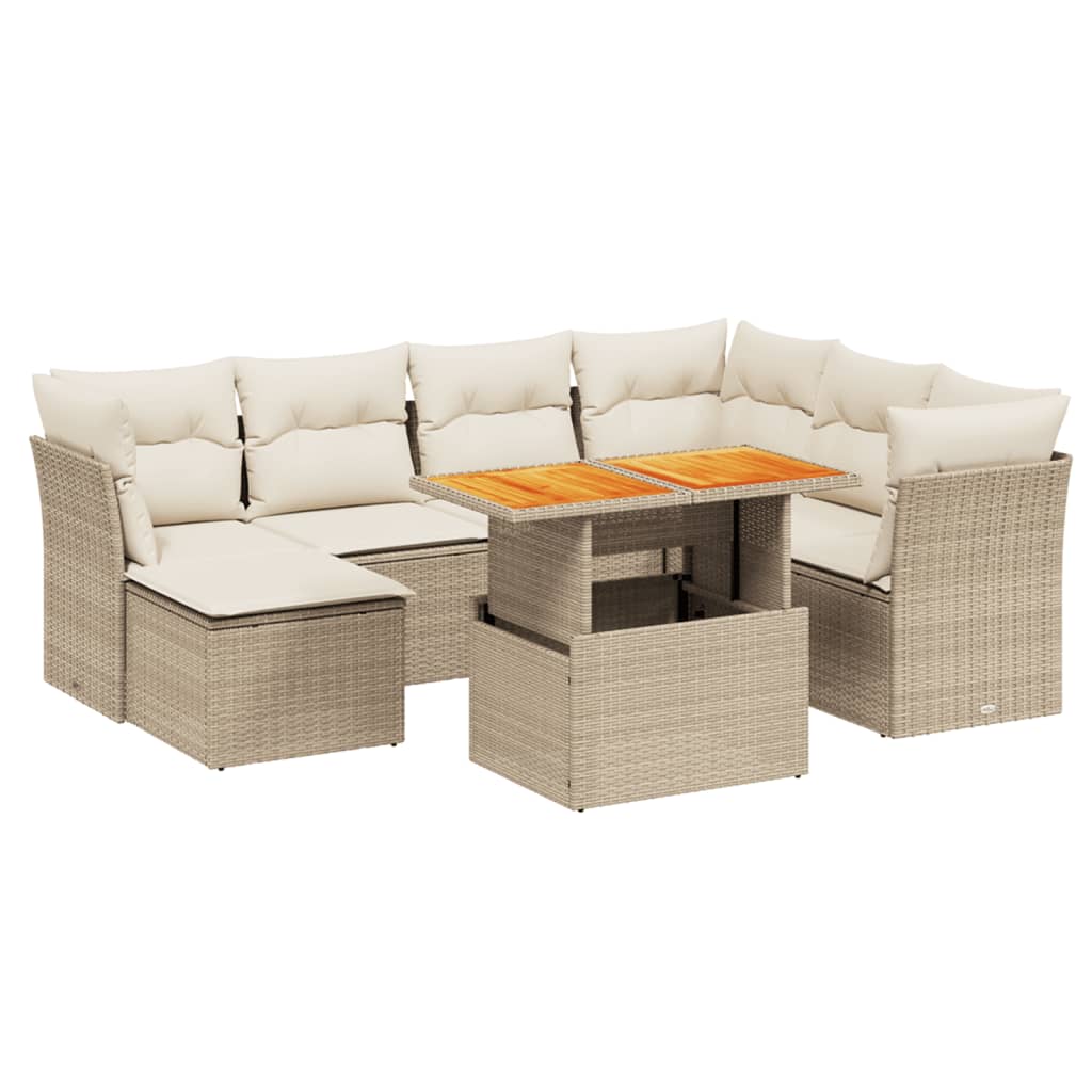 8-delige Loungeset met kussens poly rattan beige is nu te koop bij PeponiXL, paradijselijk wonen!
