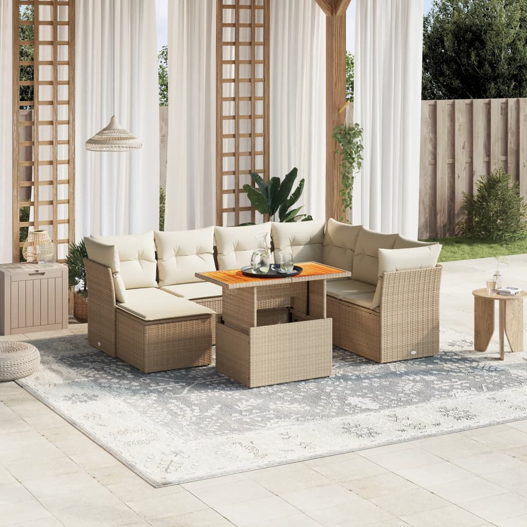 8-delige Loungeset met kussens poly rattan beige is nu te koop bij PeponiXL, paradijselijk wonen!