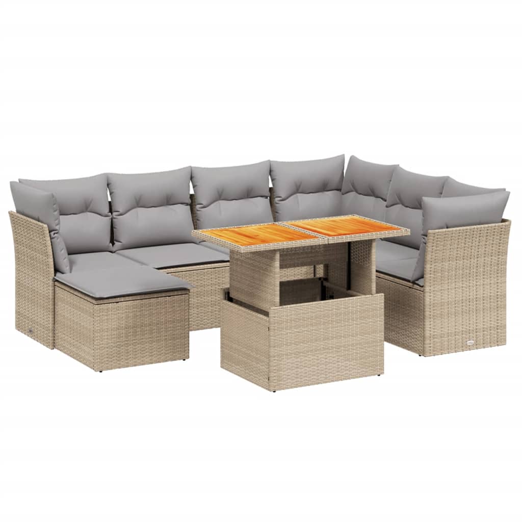 8-delige Loungeset met kussens poly rattan beige is nu te koop bij PeponiXL, paradijselijk wonen!