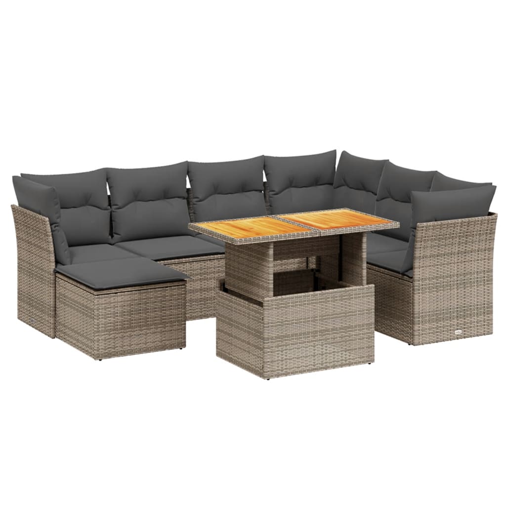 8-delige Loungeset met kussens poly rattan grijs is nu te koop bij PeponiXL, paradijselijk wonen!