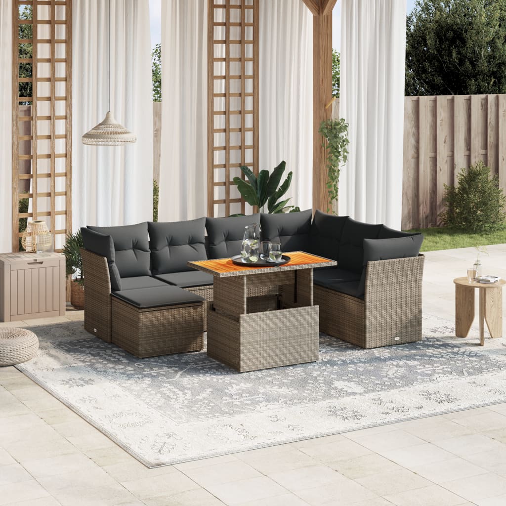 8-delige Loungeset met kussens poly rattan grijs is nu te koop bij PeponiXL, paradijselijk wonen!
