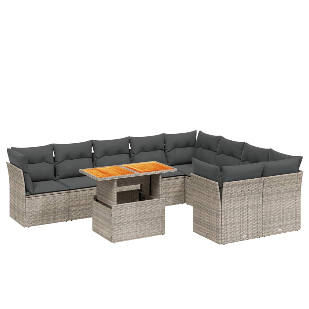 10-delige Loungeset met kussens poly rattan grijs is nu te koop bij PeponiXL, paradijselijk wonen!