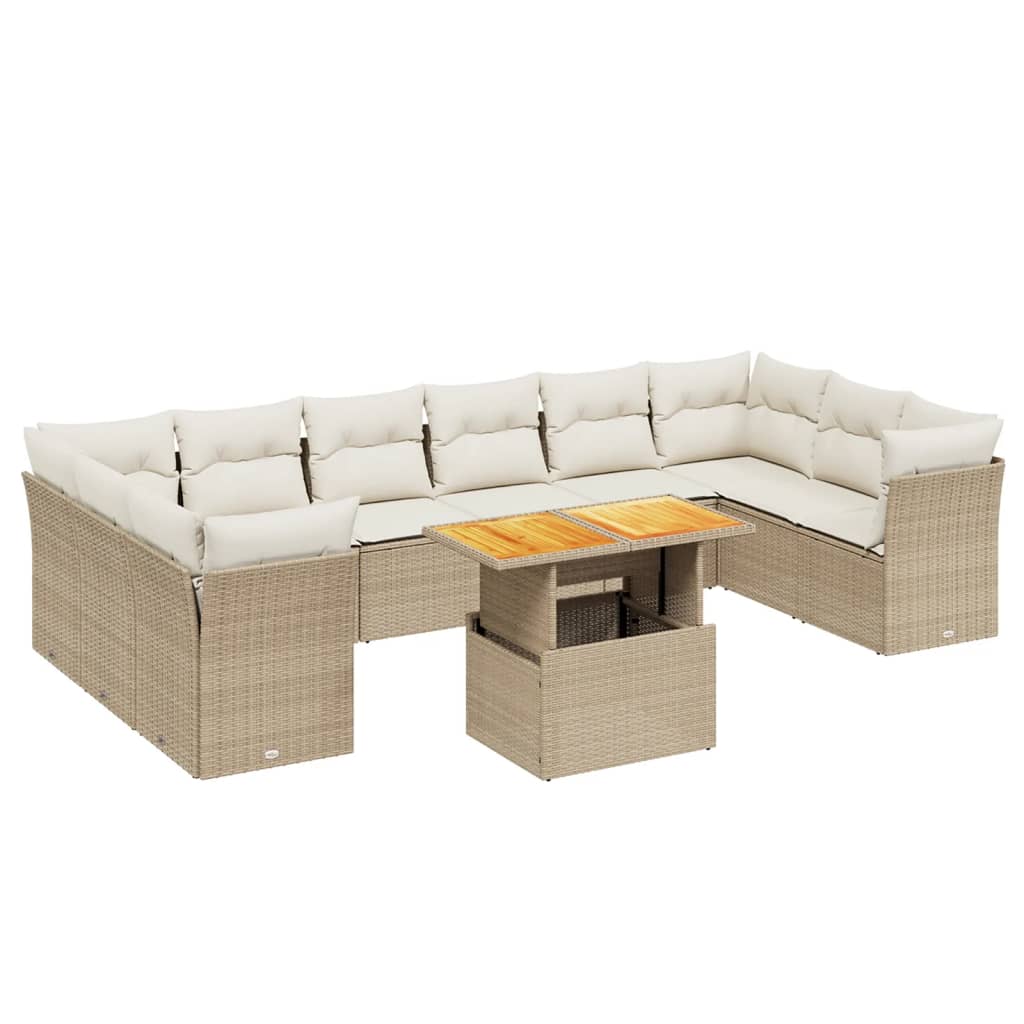 11-delige Tuinset met kussens poly rattan beige is nu te koop bij PeponiXL, paradijselijk wonen!