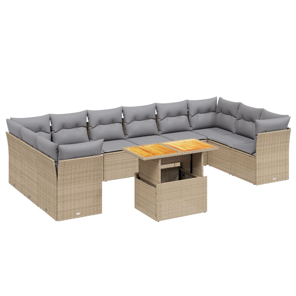 11-delige Tuinset met kussens poly rattan beige is nu te koop bij PeponiXL, paradijselijk wonen!