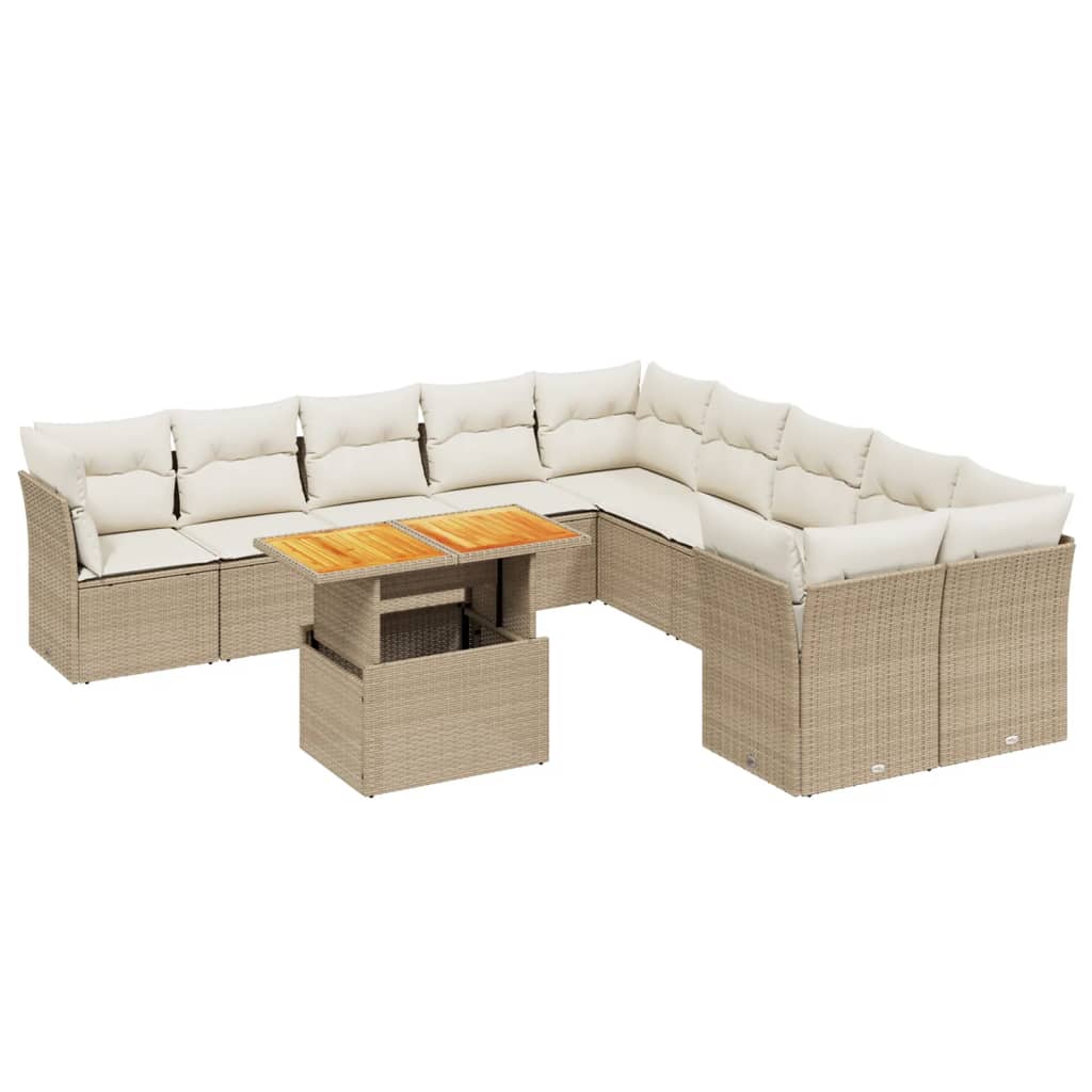 11-delige Tuinset met kussens poly rattan beige is nu te koop bij PeponiXL, paradijselijk wonen!