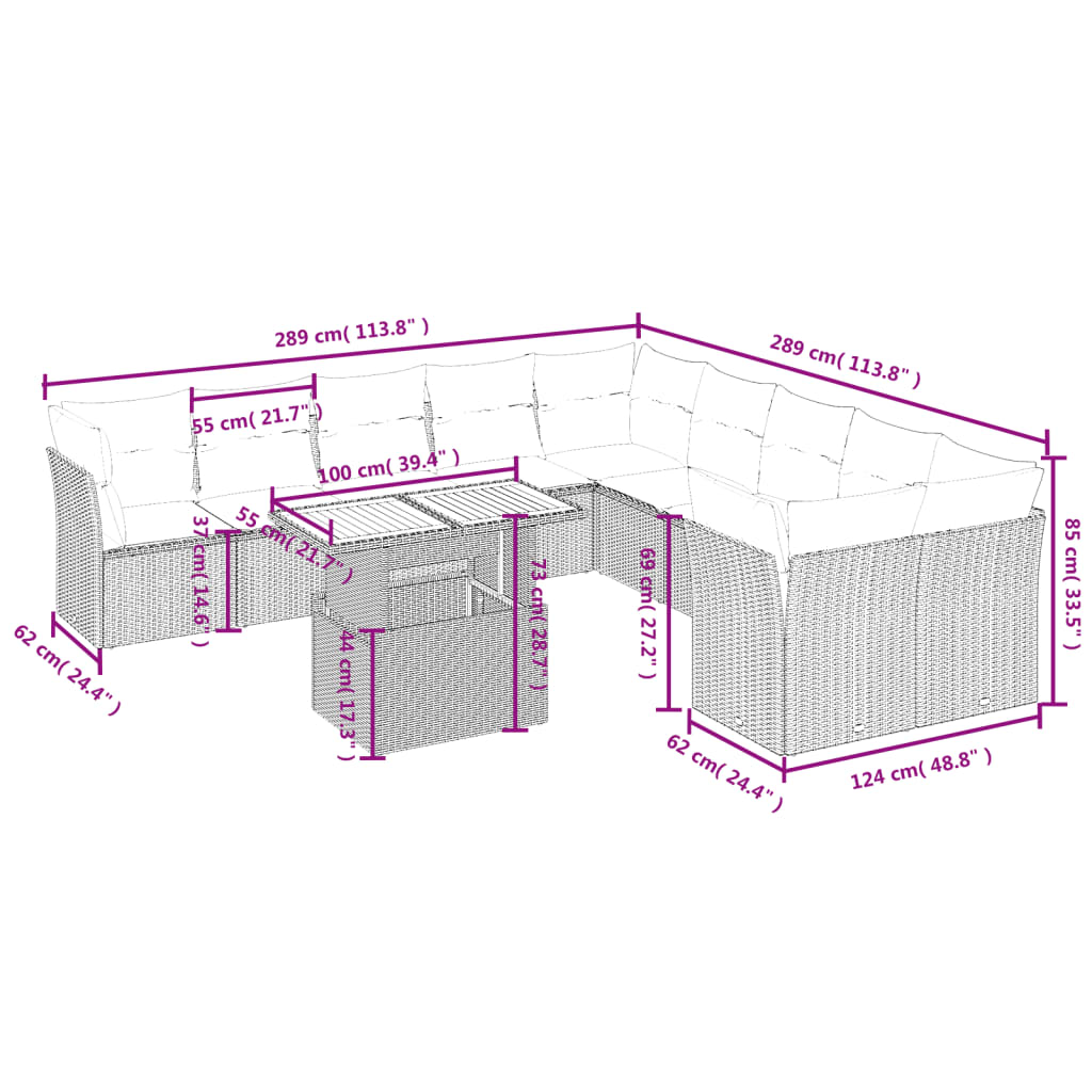 11-delige Tuinset met kussens poly rattan beige is nu te koop bij PeponiXL, paradijselijk wonen!