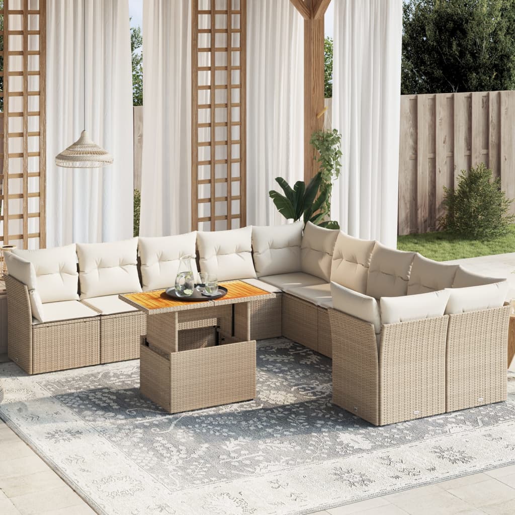 11-delige Tuinset met kussens poly rattan beige is nu te koop bij PeponiXL, paradijselijk wonen!