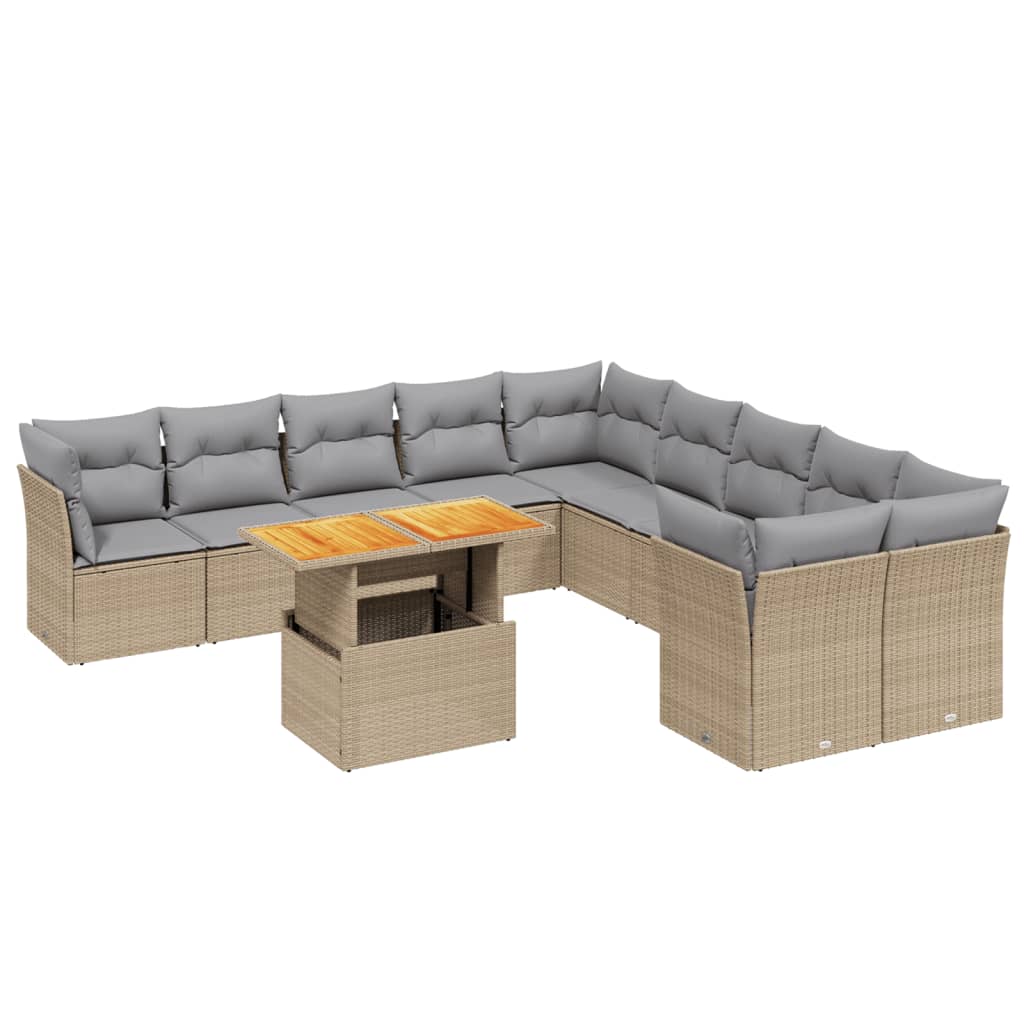 11-delige Tuinset met kussens poly rattan beige is nu te koop bij PeponiXL, paradijselijk wonen!