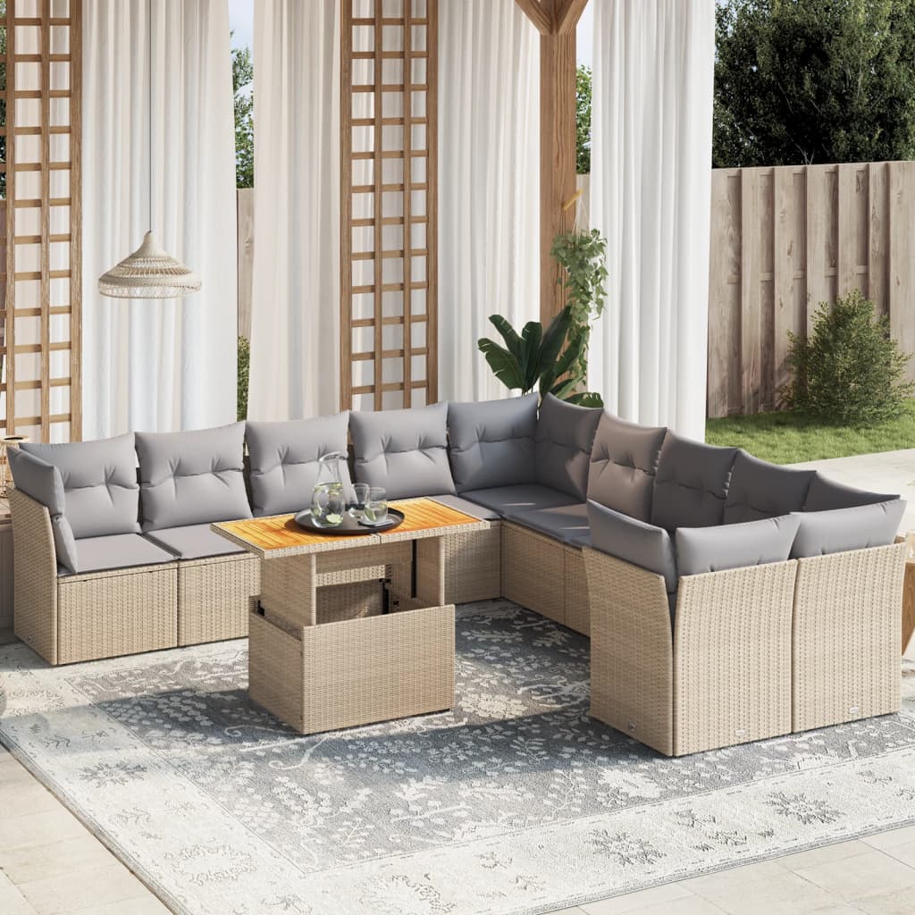 11-delige Tuinset met kussens poly rattan beige is nu te koop bij PeponiXL, paradijselijk wonen!