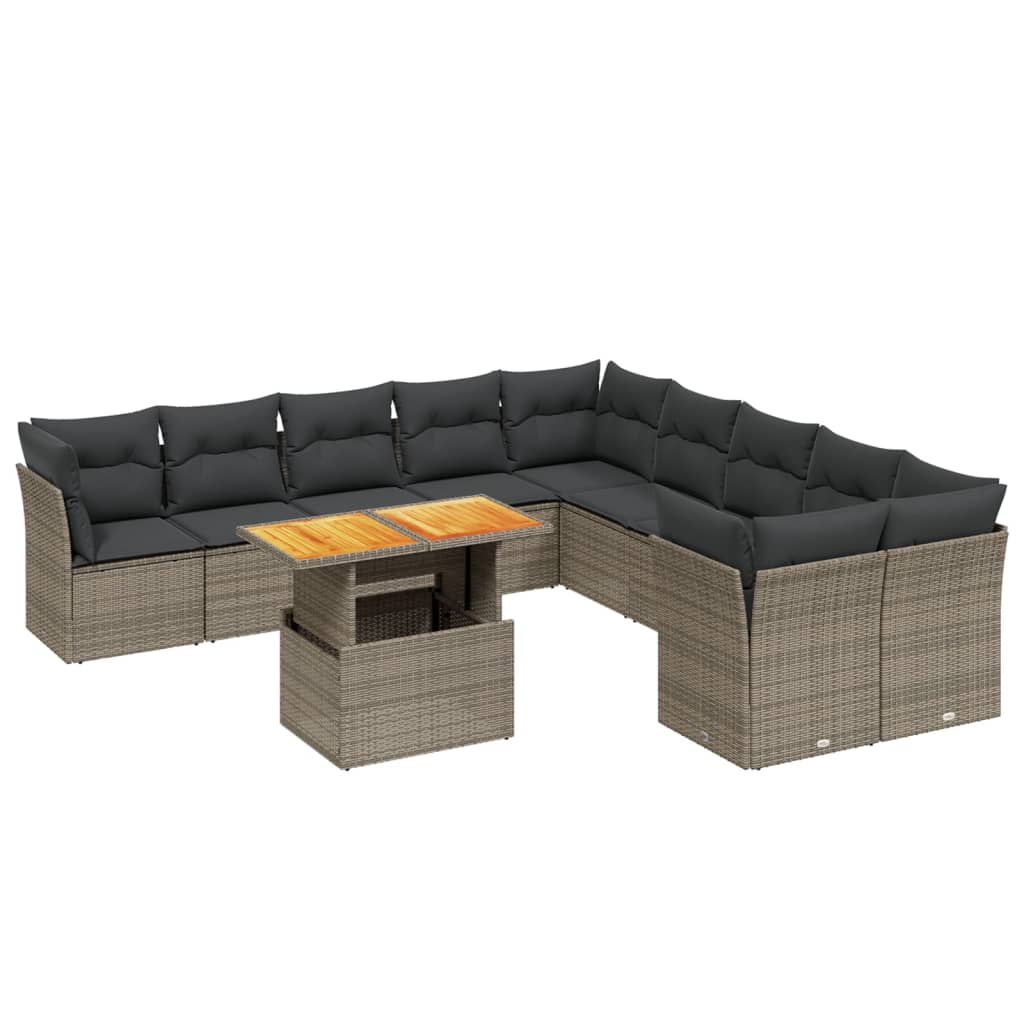 11-delige Loungeset met kussens poly rattan grijs is nu te koop bij PeponiXL, paradijselijk wonen!