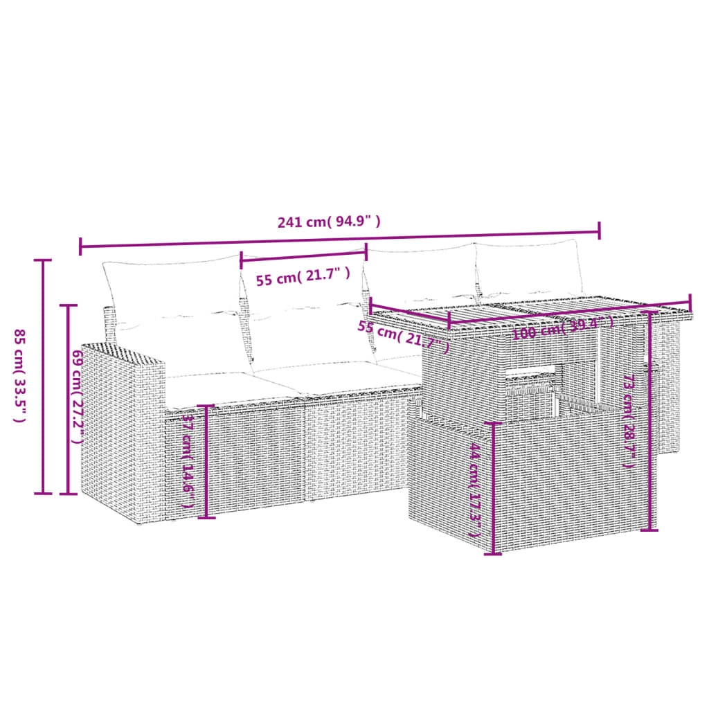 5-delige Loungeset met kussens poly rattan beige is nu te koop bij PeponiXL, paradijselijk wonen!