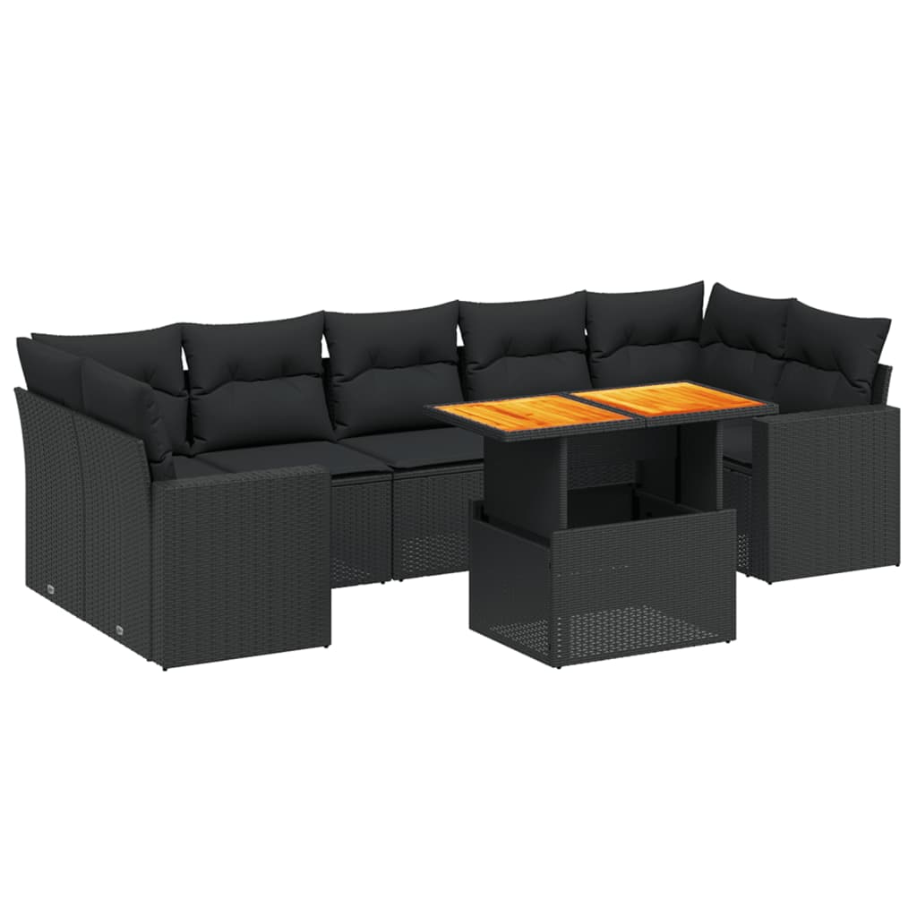 8-delige Loungeset met kussens poly rattan zwart is nu te koop bij PeponiXL, paradijselijk wonen!