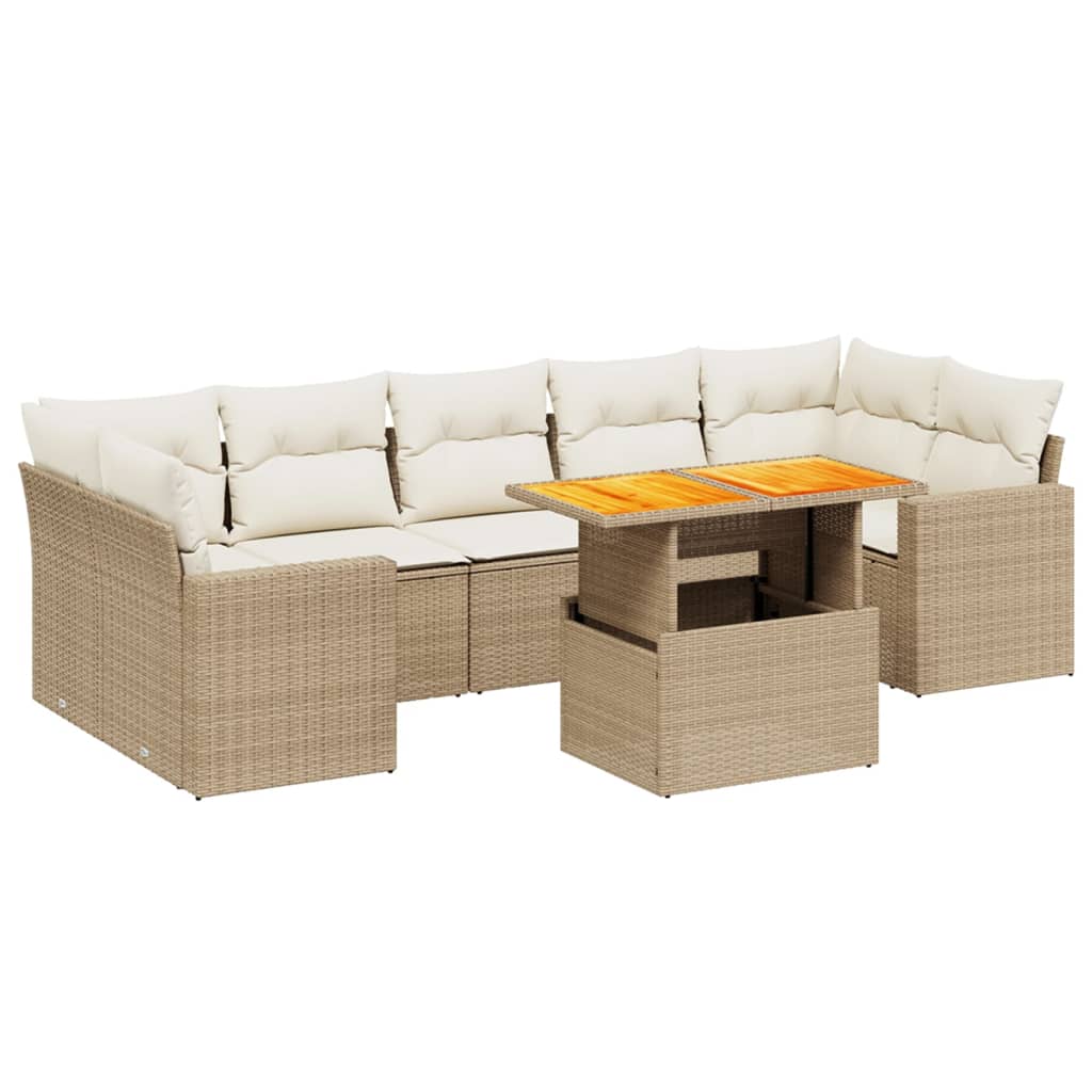 8-delige Loungeset met kussens poly rattan beige is nu te koop bij PeponiXL, paradijselijk wonen!