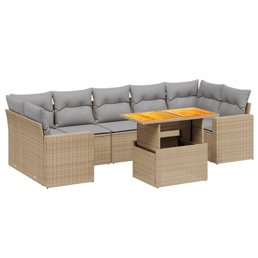 8-delige Loungeset met kussens poly rattan beige is nu te koop bij PeponiXL, paradijselijk wonen!