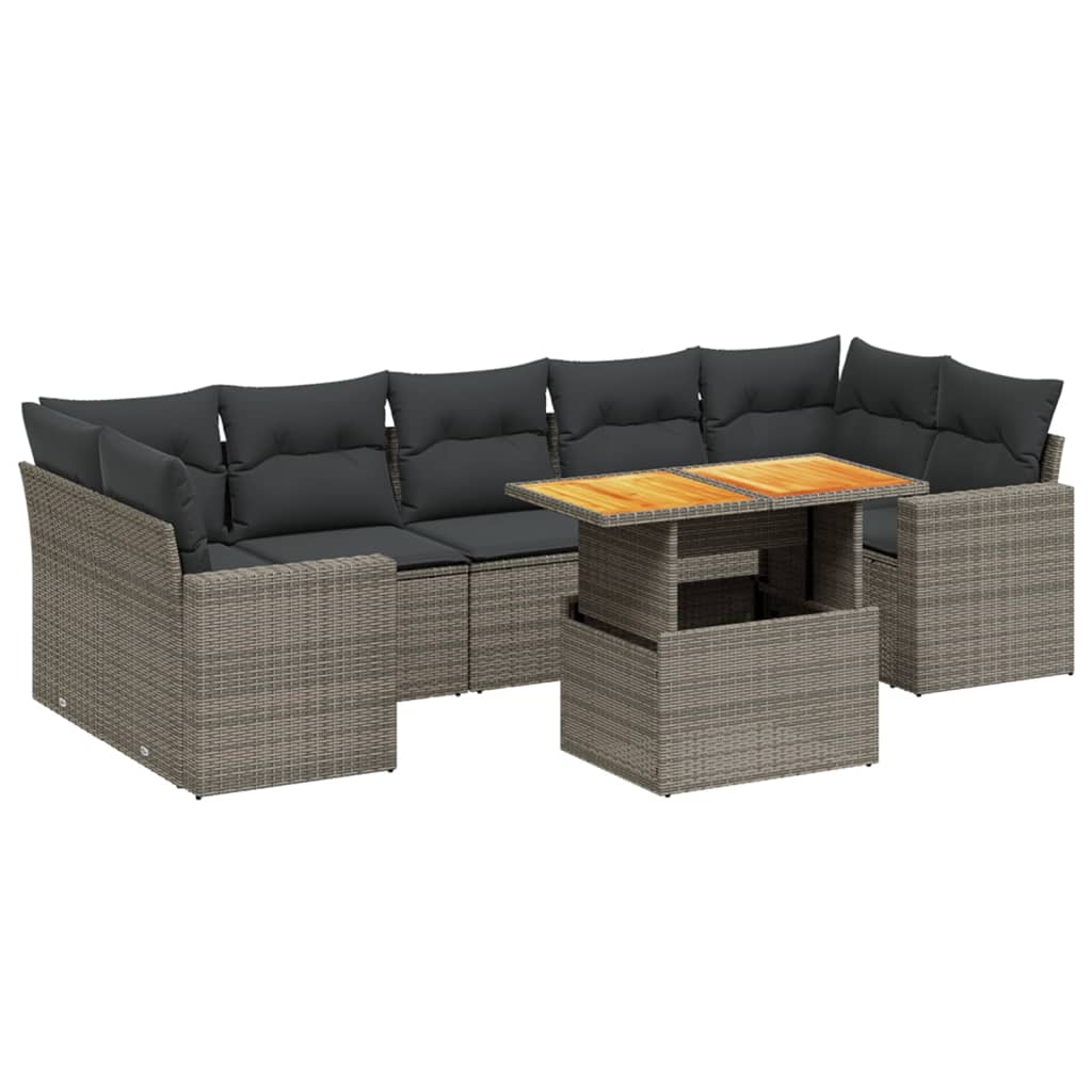 8-delige Loungeset met kussens poly rattan grijs is nu te koop bij PeponiXL, paradijselijk wonen!