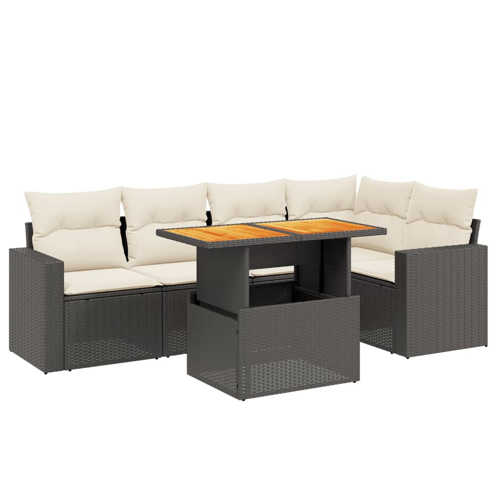 6-delige Loungeset met kussens poly rattan zwart is nu te koop bij PeponiXL, paradijselijk wonen!
