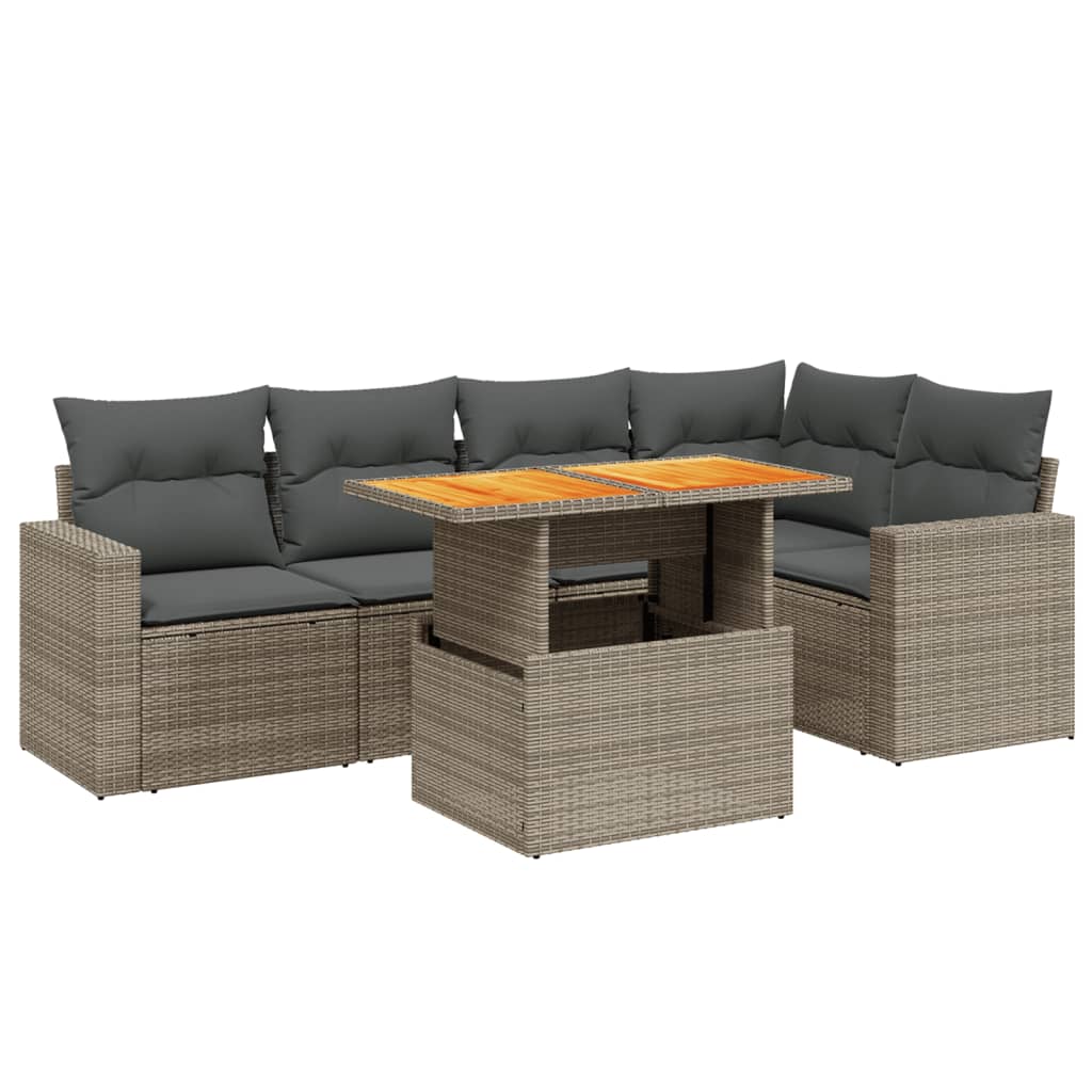 6-delige Loungeset met kussens poly rattan grijs is nu te koop bij PeponiXL, paradijselijk wonen!