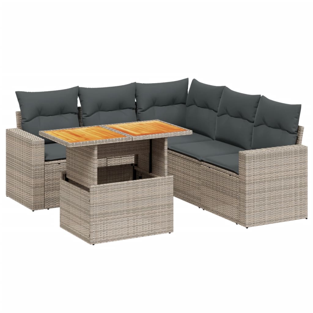 6-delige Loungeset met kussens poly rattan grijs is nu te koop bij PeponiXL, paradijselijk wonen!