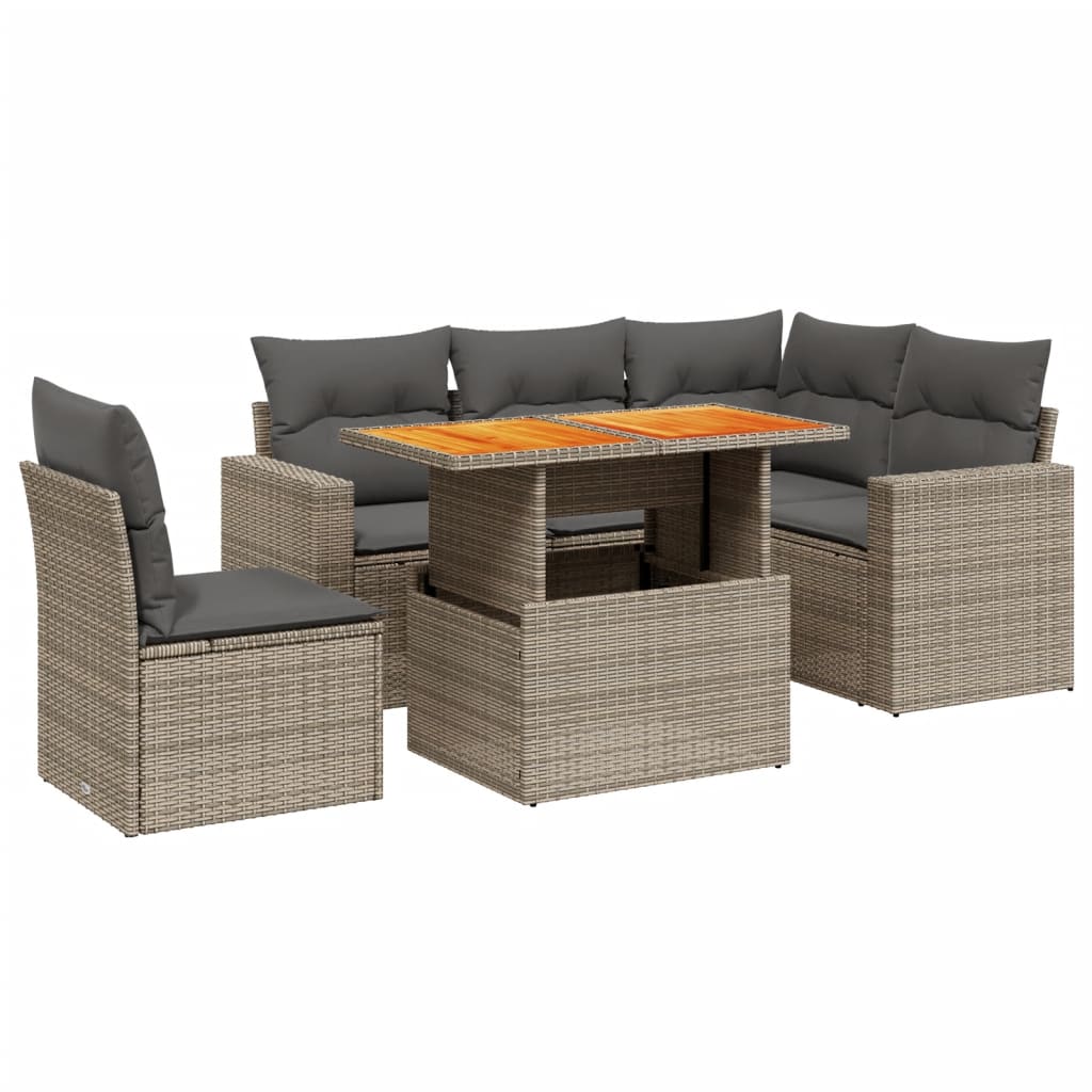 6-delige Loungeset met kussens poly rattan grijs is nu te koop bij PeponiXL, paradijselijk wonen!
