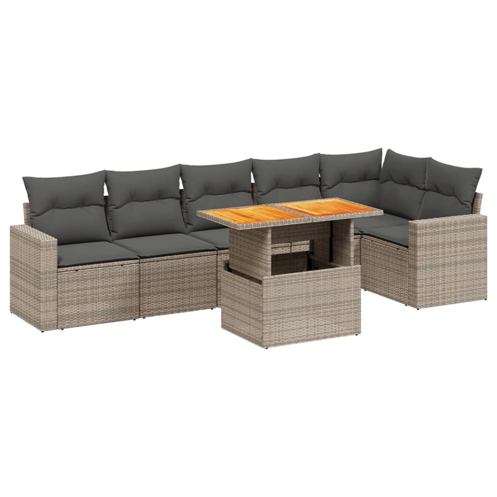 7-delige Loungeset met kussens poly rattan grijs is nu te koop bij PeponiXL, paradijselijk wonen!