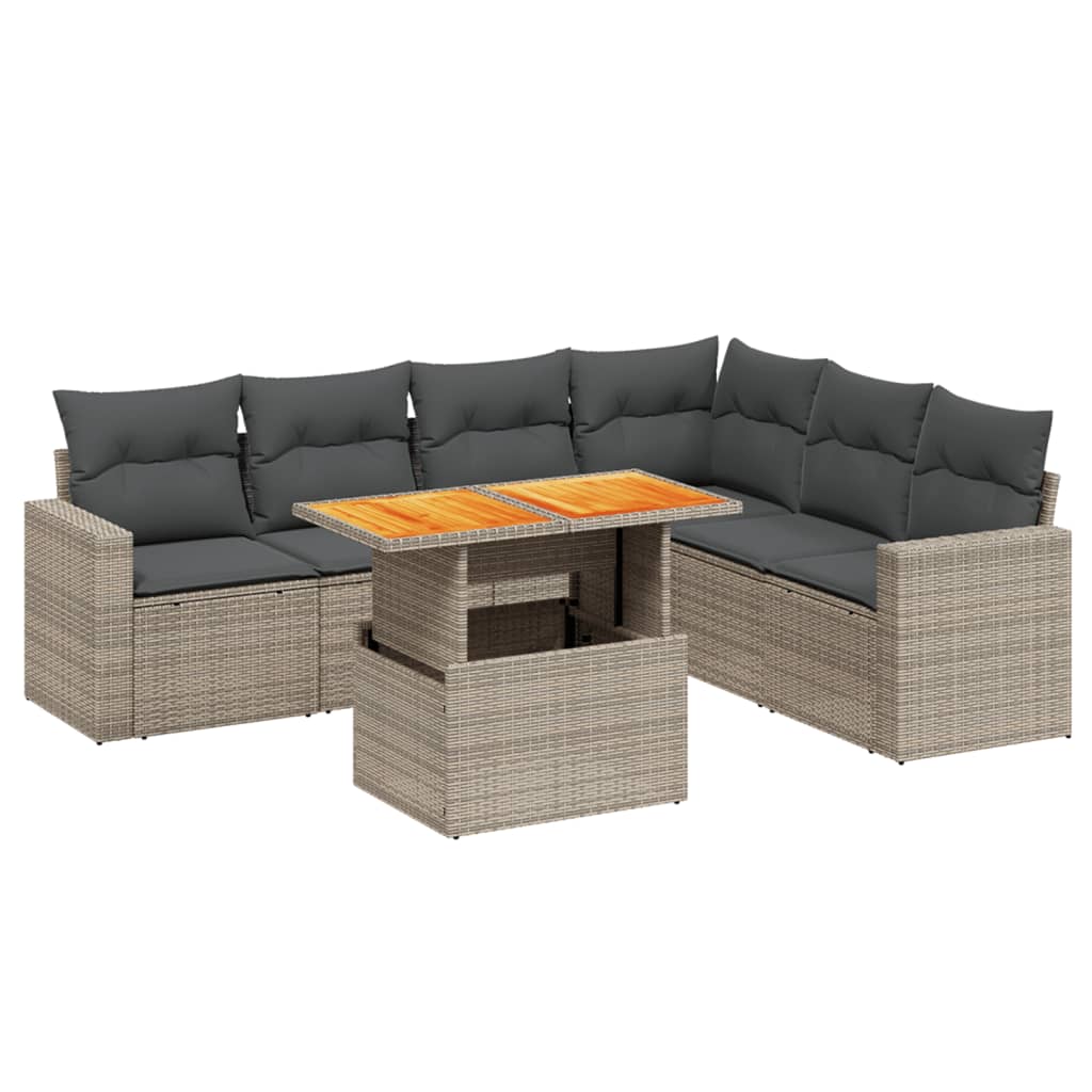7-delige Loungeset met kussens poly rattan grijs is nu te koop bij PeponiXL, paradijselijk wonen!