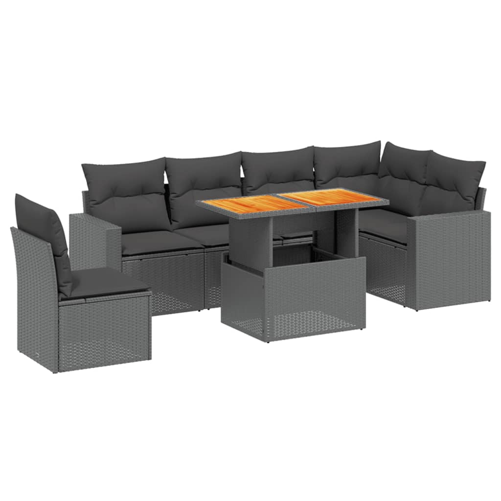 7-delige Loungeset met kussens poly rattan zwart is nu te koop bij PeponiXL, paradijselijk wonen!