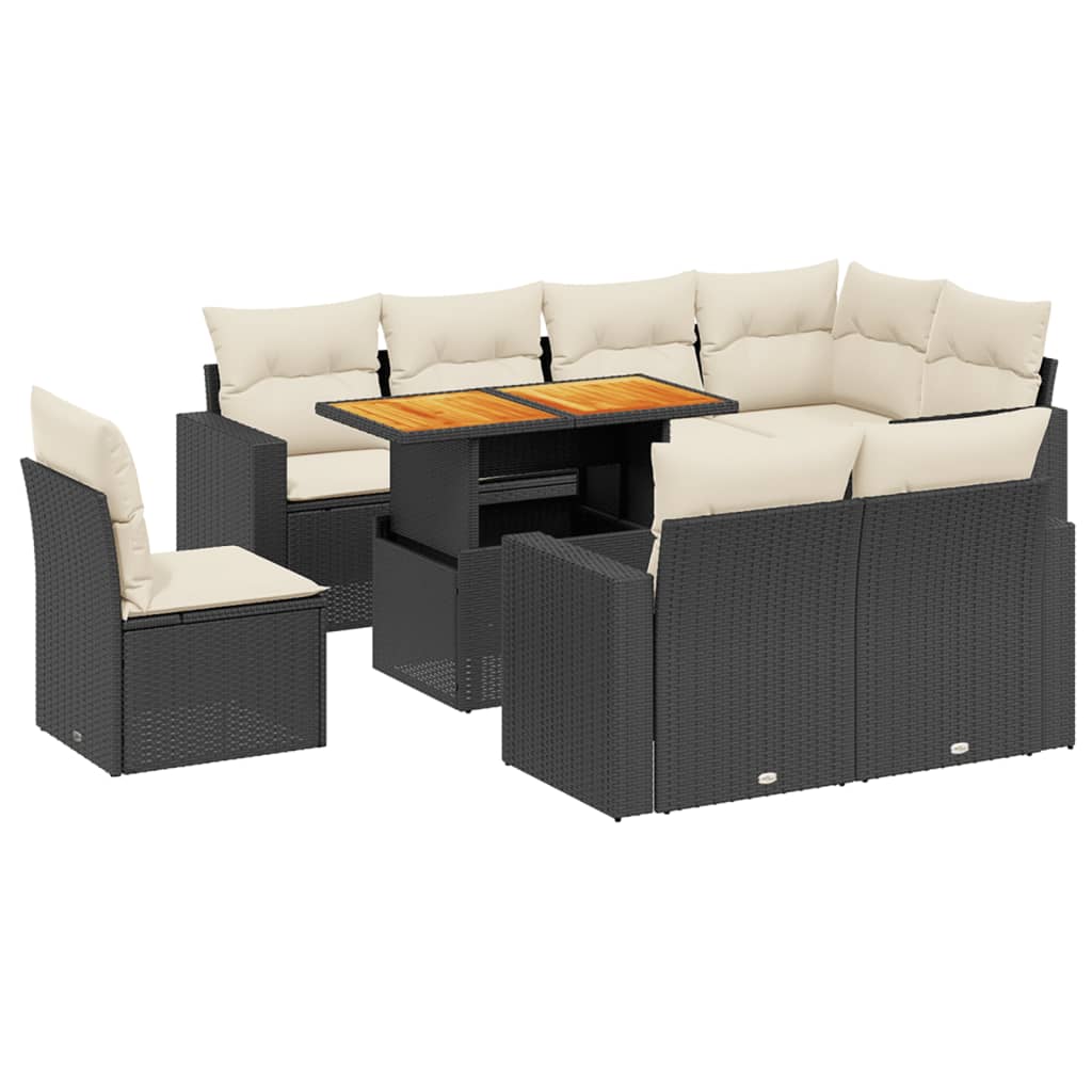 9-delige Loungeset met kussens poly rattan zwart is nu te koop bij PeponiXL, paradijselijk wonen!