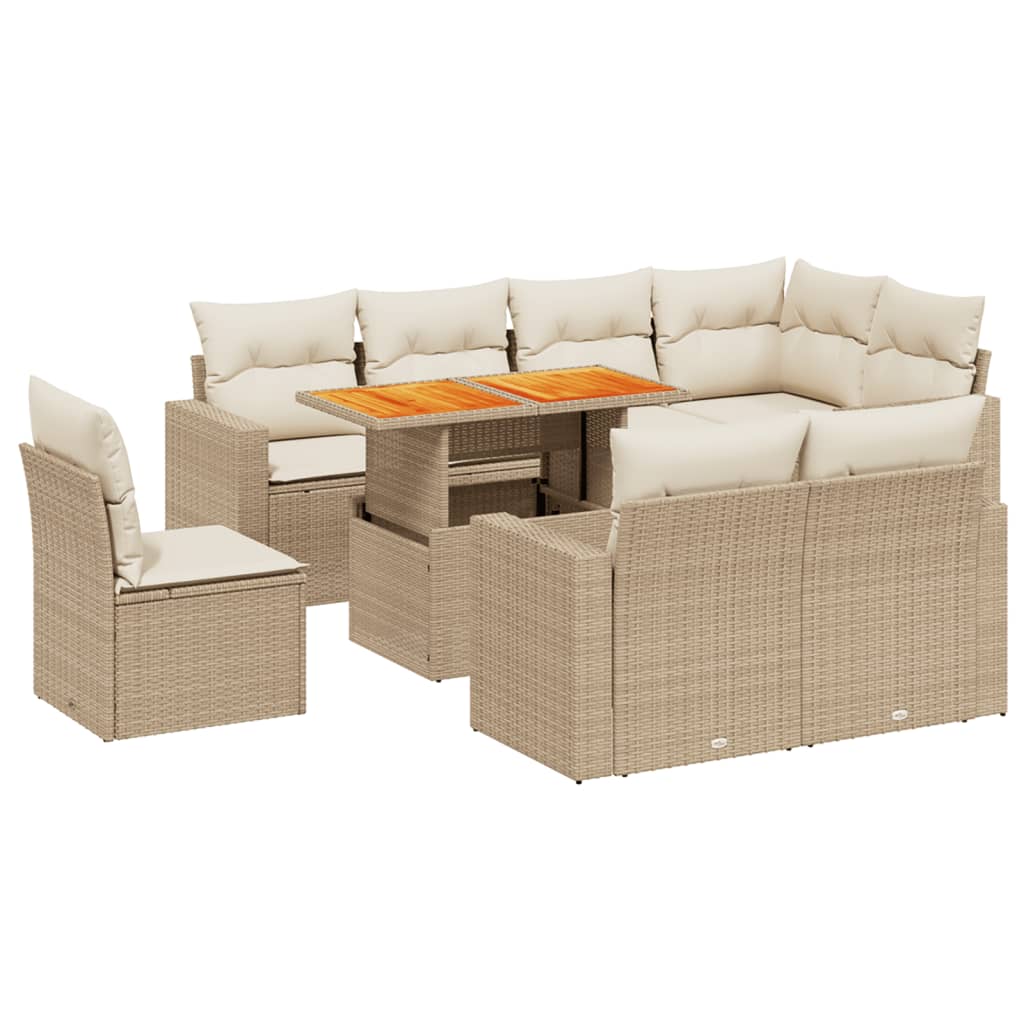 9-delige Loungeset met kussens poly rattan beige is nu te koop bij PeponiXL, paradijselijk wonen!