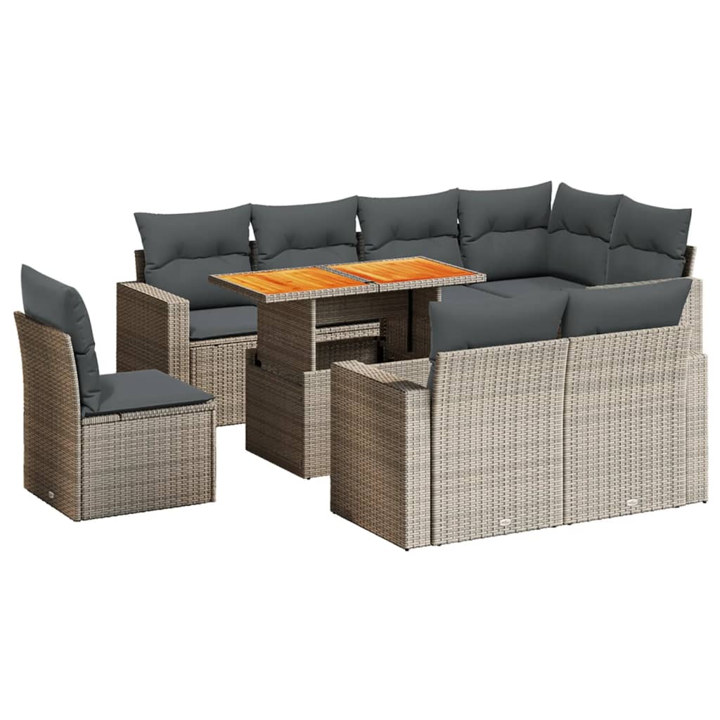 9-delige Loungeset met kussens poly rattan grijs is nu te koop bij PeponiXL, paradijselijk wonen!