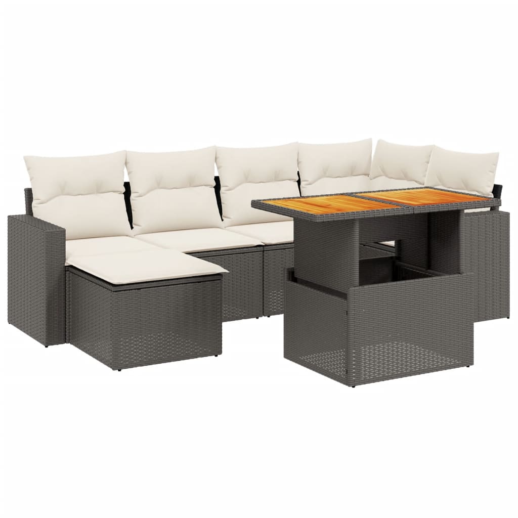 7-delige Loungeset met kussens poly rattan zwart is nu te koop bij PeponiXL, paradijselijk wonen!