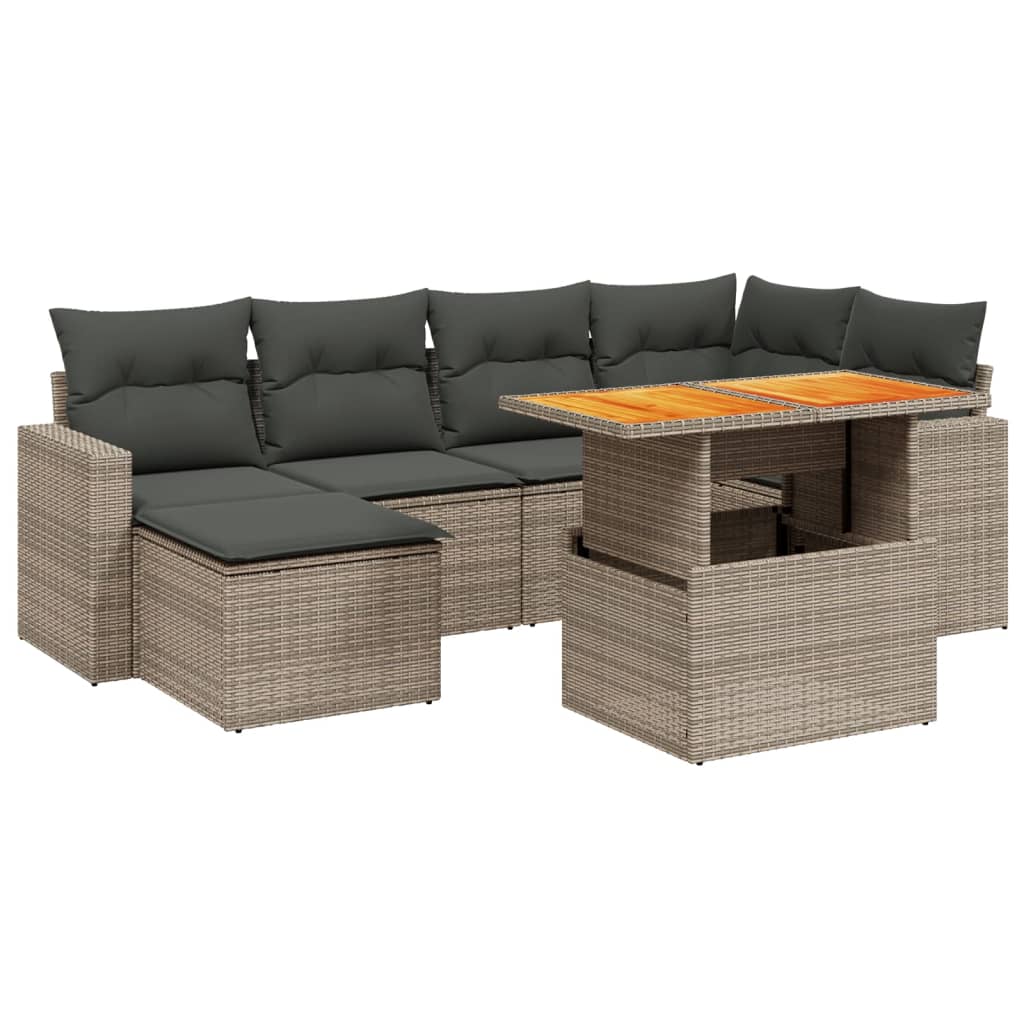 7-delige Loungeset met kussens poly rattan grijs is nu te koop bij PeponiXL, paradijselijk wonen!