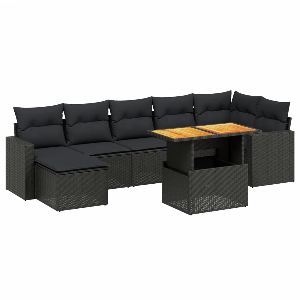 8-delige Loungeset met kussens poly rattan zwart is nu te koop bij PeponiXL, paradijselijk wonen!