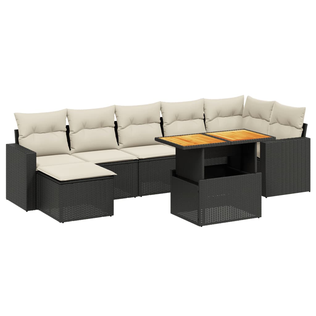 8-delige Loungeset met kussens poly rattan zwart is nu te koop bij PeponiXL, paradijselijk wonen!