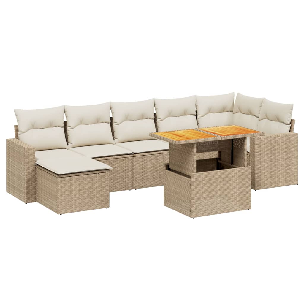 8-delige Loungeset met kussens poly rattan beige is nu te koop bij PeponiXL, paradijselijk wonen!