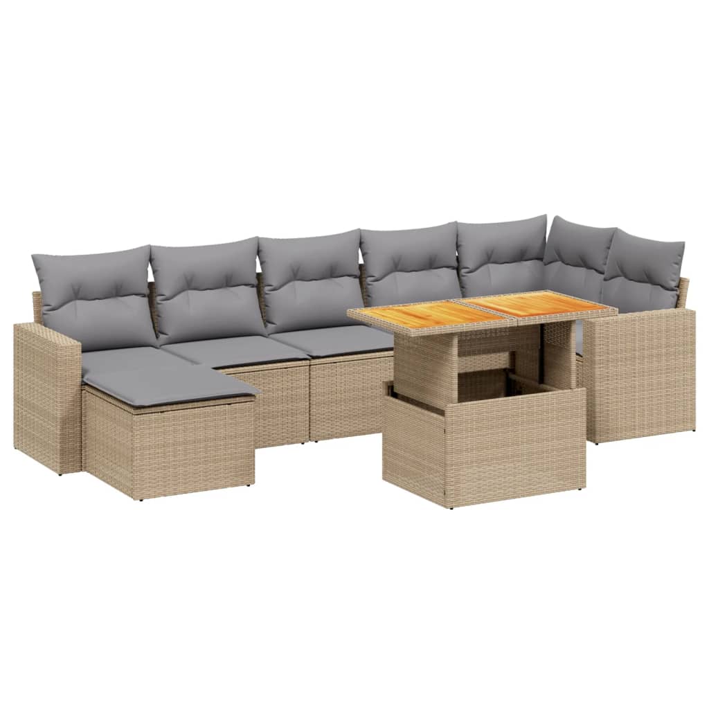 8-delige Loungeset met kussens poly rattan beige is nu te koop bij PeponiXL, paradijselijk wonen!