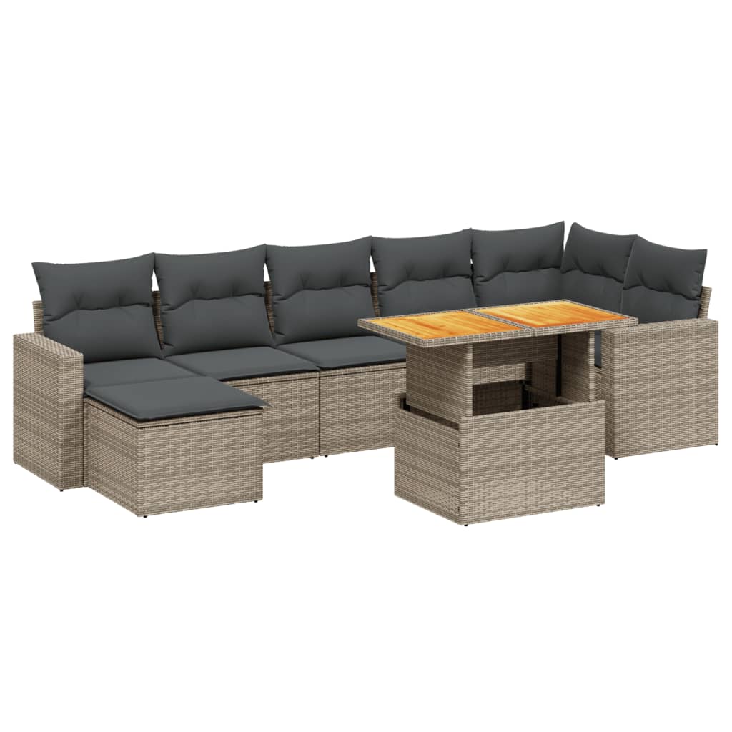 8-delige Loungeset met kussens poly rattan grijs is nu te koop bij PeponiXL, paradijselijk wonen!