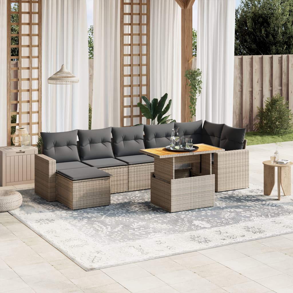 8-delige Loungeset met kussens poly rattan grijs is nu te koop bij PeponiXL, paradijselijk wonen!