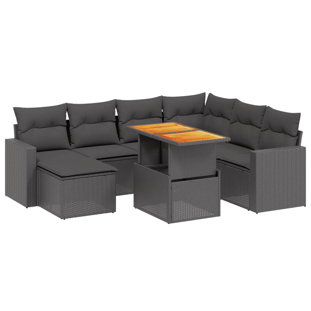 8-delige Loungeset met kussens poly rattan zwart is nu te koop bij PeponiXL, paradijselijk wonen!