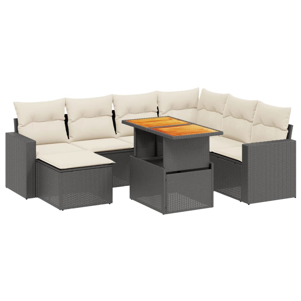 8-delige Loungeset met kussens poly rattan zwart is nu te koop bij PeponiXL, paradijselijk wonen!