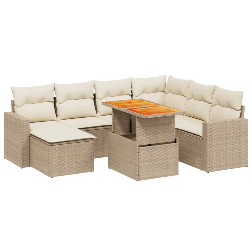 8-delige Loungeset met kussens poly rattan beige is nu te koop bij PeponiXL, paradijselijk wonen!