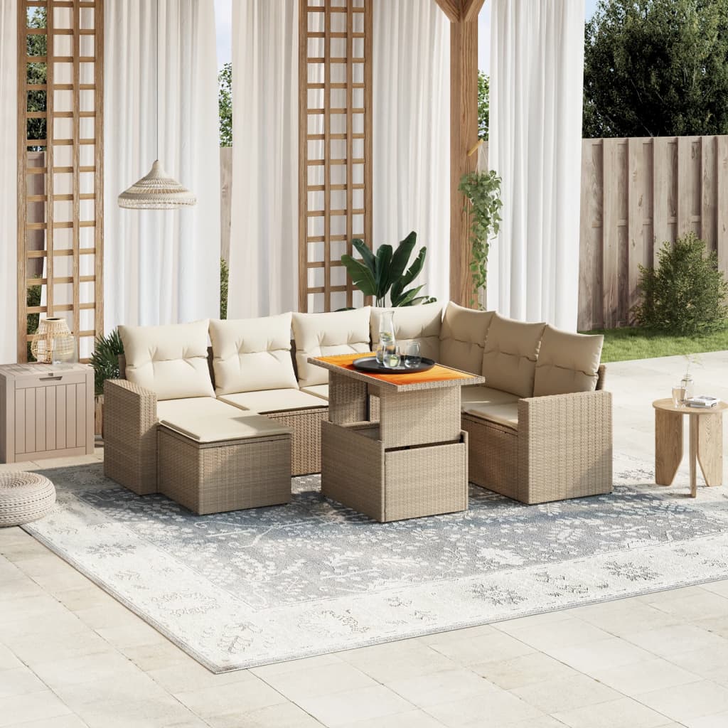 8-delige Loungeset met kussens poly rattan beige is nu te koop bij PeponiXL, paradijselijk wonen!