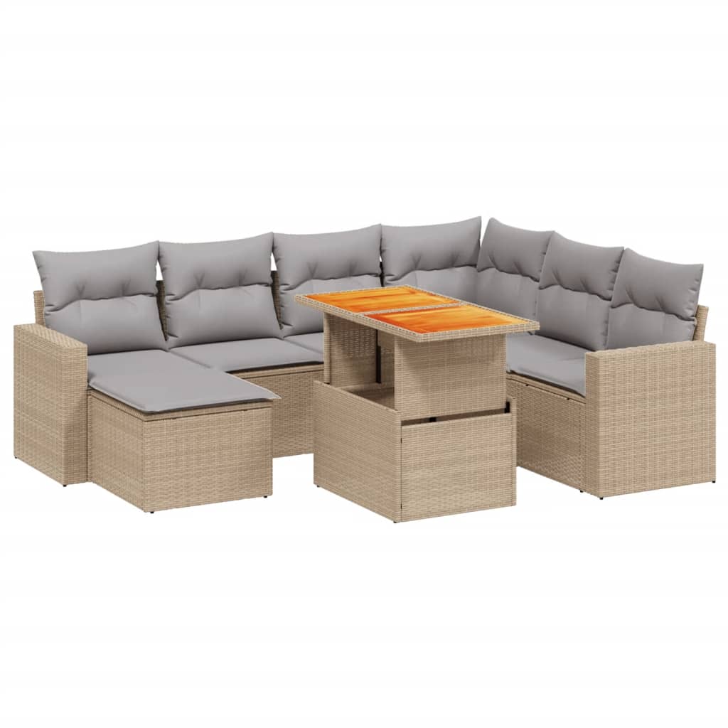 8-delige Loungeset met kussens poly rattan beige is nu te koop bij PeponiXL, paradijselijk wonen!