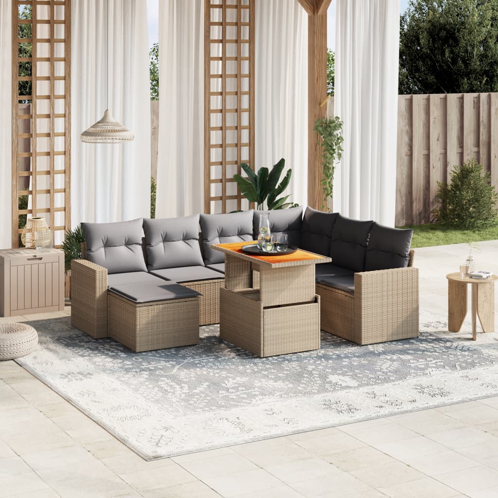 8-delige Loungeset met kussens poly rattan beige is nu te koop bij PeponiXL, paradijselijk wonen!