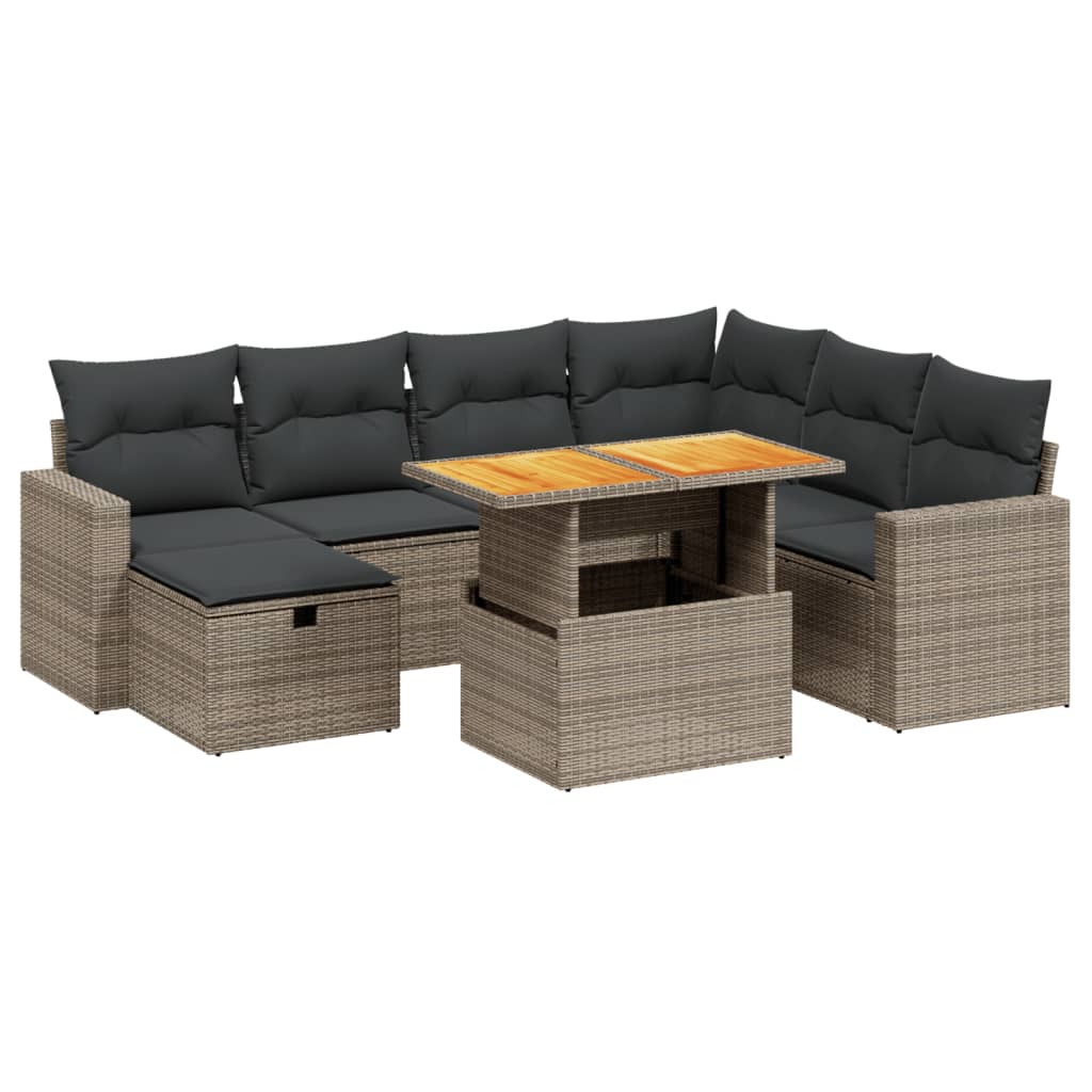 8-delige Loungeset met kussens poly rattan grijs is nu te koop bij PeponiXL, paradijselijk wonen!