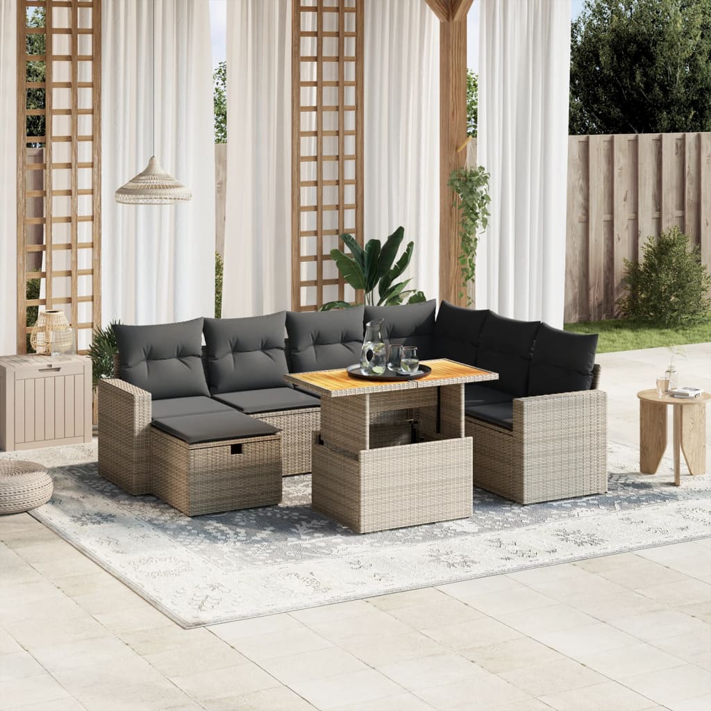 8-delige Loungeset met kussens poly rattan grijs is nu te koop bij PeponiXL, paradijselijk wonen!