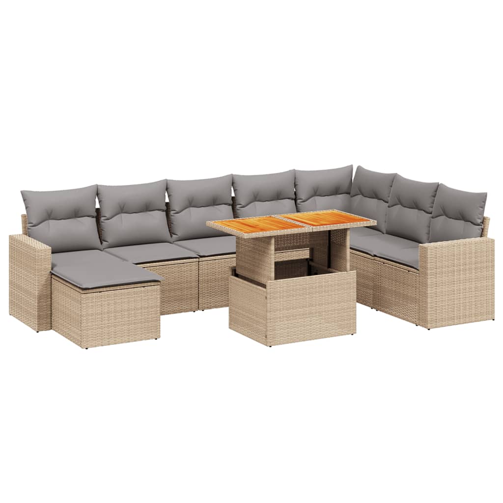 9-delige Loungeset met kussens poly rattan beige is nu te koop bij PeponiXL, paradijselijk wonen!